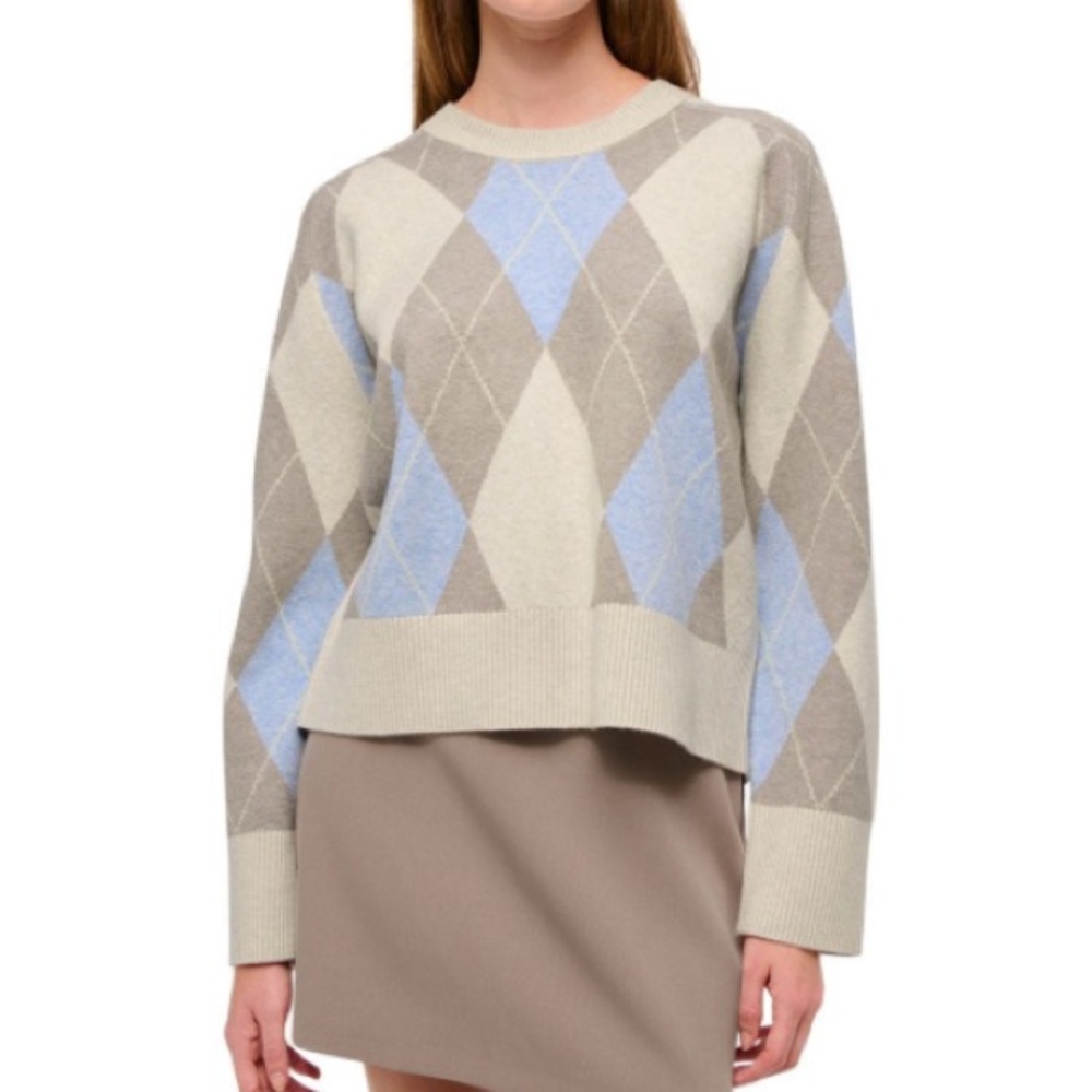 Abercrombie Madeline Crew Sweater Argyle Medium